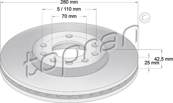 Topran 205 524 - Гальмівний диск autocars.com.ua