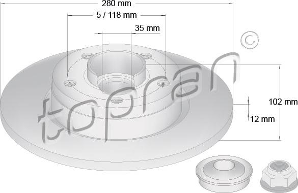 Topran 207 072 - Гальмівний диск autocars.com.ua