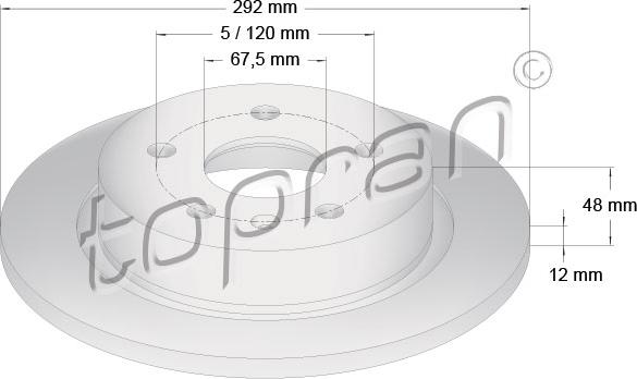 Topran 207 653 - Гальмівний диск autocars.com.ua