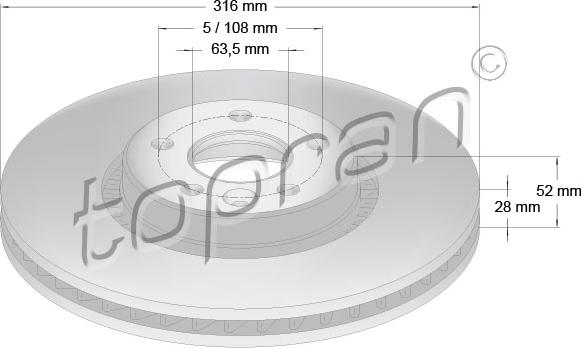 Topran 304 405 - Гальмівний диск autocars.com.ua