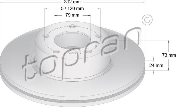 Topran 501 712 - Гальмівний диск autocars.com.ua