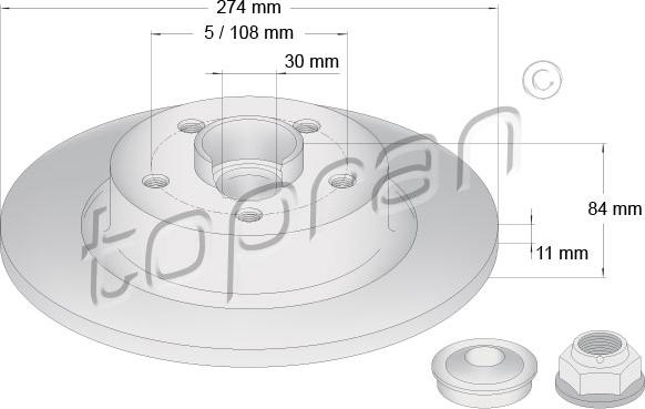 Topran 700 644 - Гальмівний диск autocars.com.ua