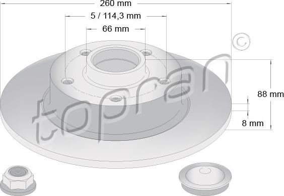 Topran 701 161 - Гальмівний диск autocars.com.ua