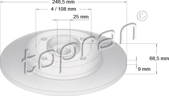 Topran 721 185 - Тормозной диск autodnr.net