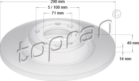 Topran 722 487 - Гальмівний диск autocars.com.ua