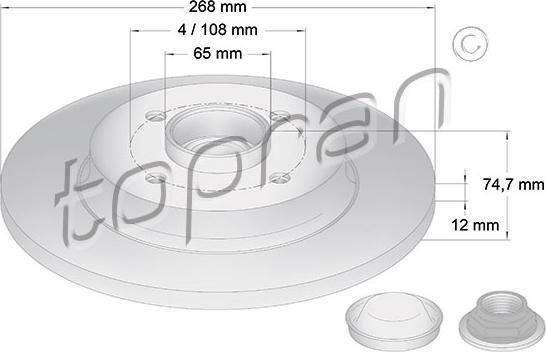 Topran 722 600 - Гальмівний диск autocars.com.ua