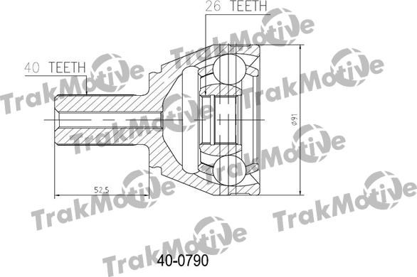 TrakMotive 40-0790 - Шарнірний комплект, ШРУС, приводний вал autocars.com.ua