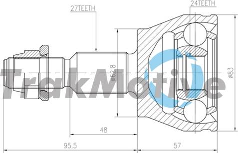 TrakMotive 40-0802 - Шарнірний комплект, ШРУС, приводний вал autocars.com.ua