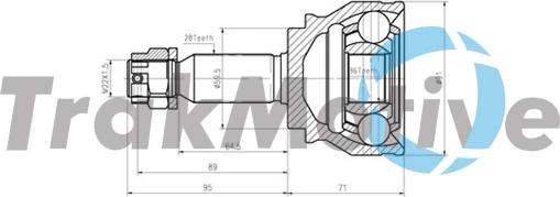 TrakMotive 40-0822 - Шарнірний комплект, ШРУС, приводний вал autocars.com.ua