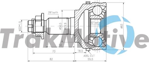 TrakMotive 40-0831 - Шарнірний комплект, ШРУС, приводний вал autocars.com.ua
