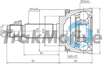 TrakMotive 40-0833 - Шарнірний комплект, ШРУС, приводний вал autocars.com.ua