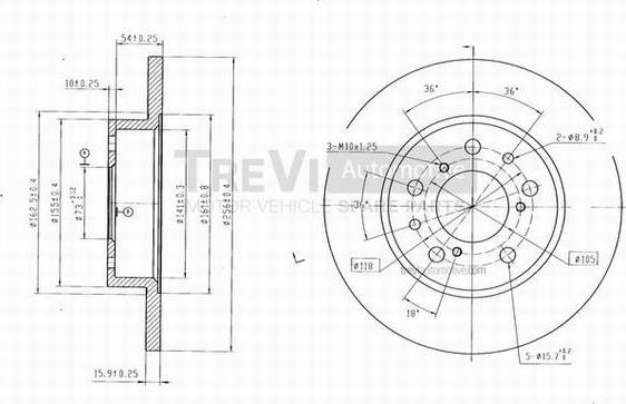 Trevi Automotive BD1004 - Тормозной диск autodnr.net