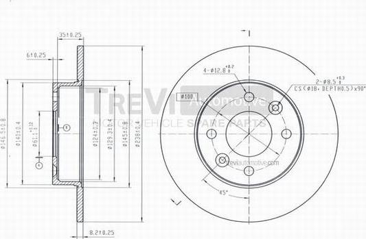 Trevi Automotive BD1007 - Гальмівний диск autocars.com.ua