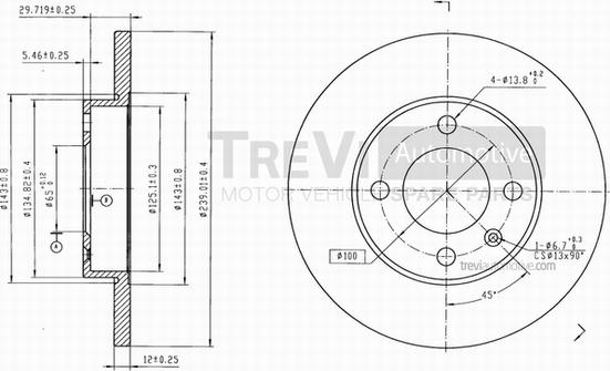 Trevi Automotive BD1010 - Гальмівний диск autocars.com.ua