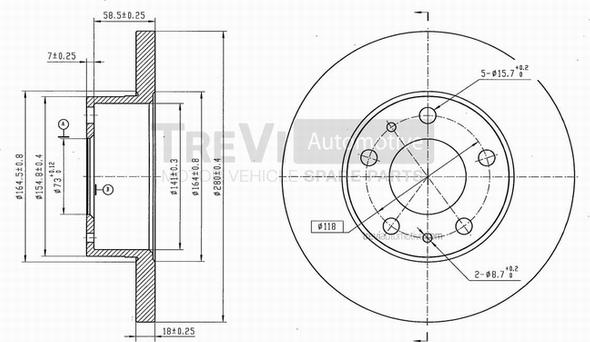 Trevi Automotive BD1023 - Гальмівний диск autocars.com.ua