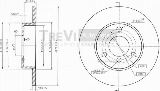 Trevi Automotive BD1043 - Гальмівний диск autocars.com.ua