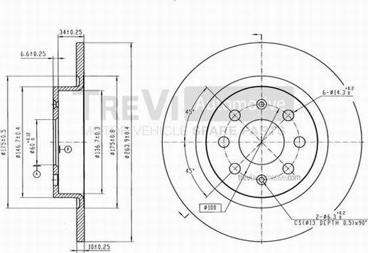 Trevi Automotive BD1055 - Тормозной диск autodnr.net