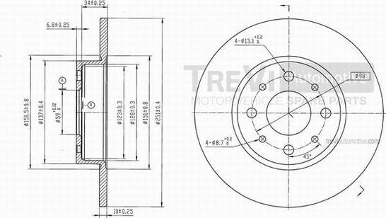 Trevi Automotive BD1084 - Гальмівний диск autocars.com.ua