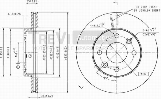 Trevi Automotive BD1090 - Гальмівний диск autocars.com.ua