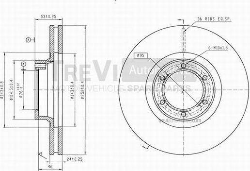 Trevi Automotive BD1091 - Гальмівний диск autocars.com.ua