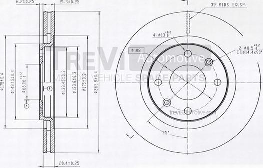 Trevi Automotive BD1096 - Тормозной диск autodnr.net