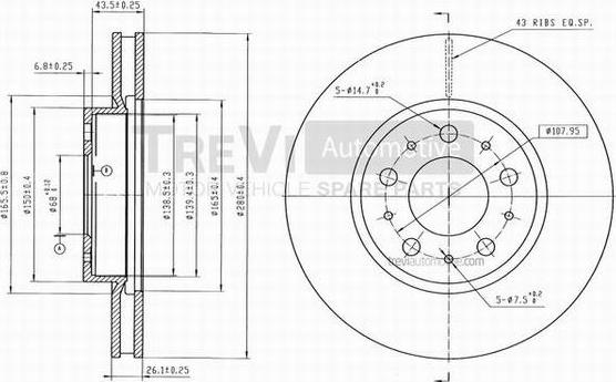 Trevi Automotive BD1101 - Гальмівний диск autocars.com.ua