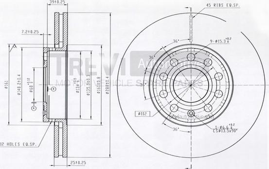 Trevi Automotive BD1102 - Гальмівний диск autocars.com.ua