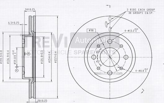 Trevi Automotive BD1106 - Гальмівний диск autocars.com.ua