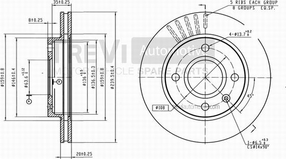 Trevi Automotive BD1108 - Гальмівний диск autocars.com.ua