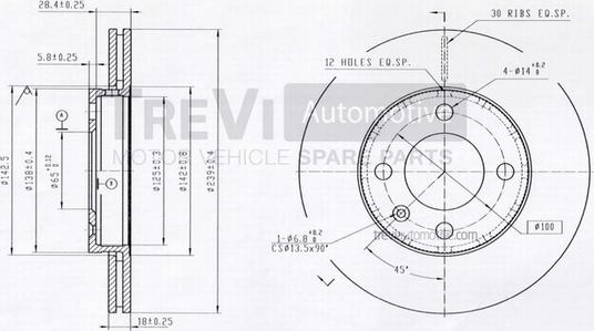 Trevi Automotive BD1110 - Гальмівний диск autocars.com.ua