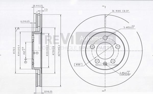 Trevi Automotive BD1117 - Гальмівний диск autocars.com.ua