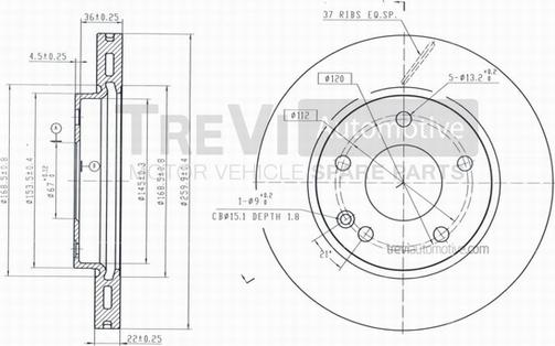 Trevi Automotive BD1120 - Гальмівний диск autocars.com.ua