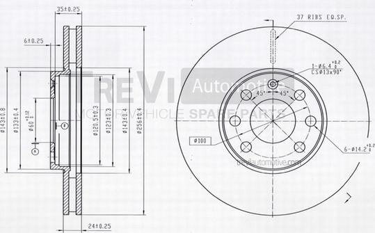 Trevi Automotive BD1122 - Гальмівний диск autocars.com.ua