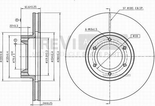 Trevi Automotive BD1126 - Гальмівний диск autocars.com.ua