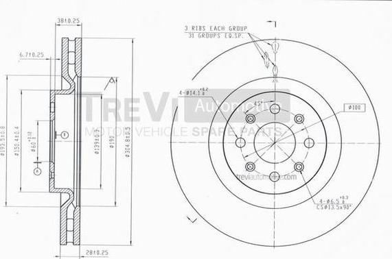 Trevi Automotive BD1135 - Тормозной диск autodnr.net