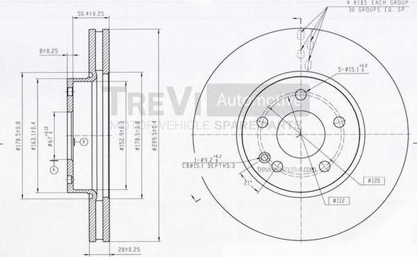 Trevi Automotive BD1138 - Гальмівний диск autocars.com.ua