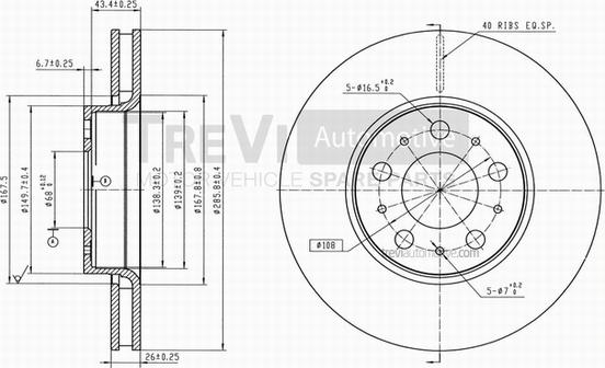 Trevi Automotive BD1144 - Гальмівний диск autocars.com.ua