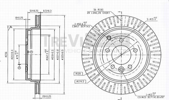 Trevi Automotive BD1155 - Гальмівний диск autocars.com.ua