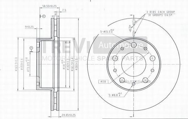 Trevi Automotive BD1157 - Гальмівний диск autocars.com.ua