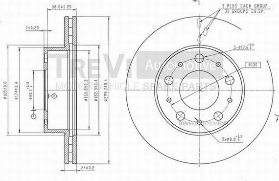 Trevi Automotive BD1158 - Гальмівний диск autocars.com.ua