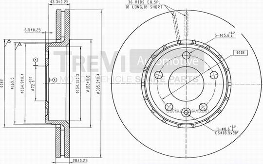 Trevi Automotive BD1159 - Гальмівний диск autocars.com.ua