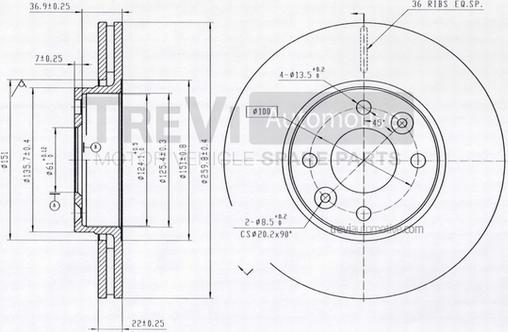 Trevi Automotive BD1164 - Гальмівний диск autocars.com.ua