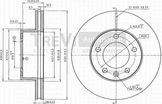 Trevi Automotive BD1166 - Гальмівний диск autocars.com.ua