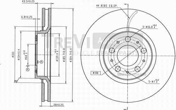 Trevi Automotive BD1167 - Гальмівний диск autocars.com.ua