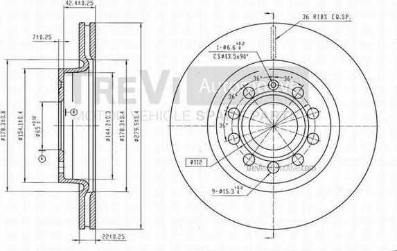 Trevi Automotive BD1172 - Гальмівний диск autocars.com.ua