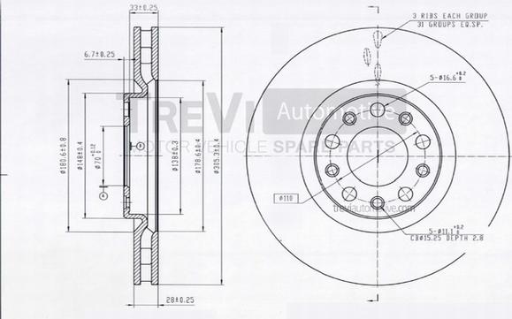 Trevi Automotive BD1176 - Гальмівний диск autocars.com.ua