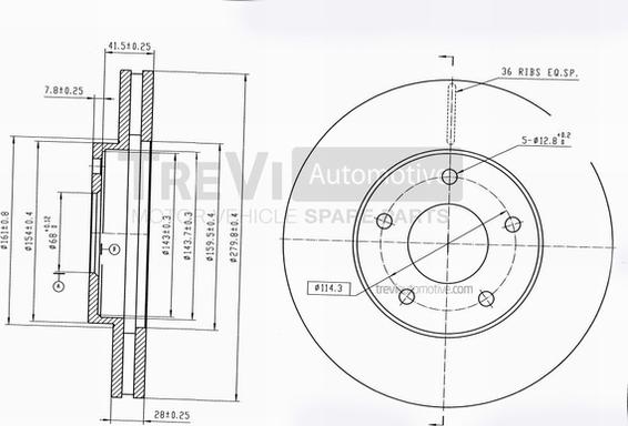 Trevi Automotive BD1179 - Гальмівний диск autocars.com.ua