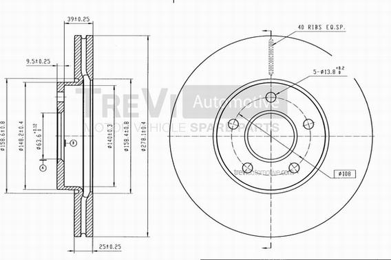 Trevi Automotive BD1183 - Гальмівний диск autocars.com.ua