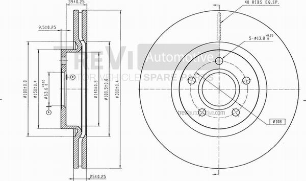 Trevi Automotive BD1184 - Гальмівний диск autocars.com.ua