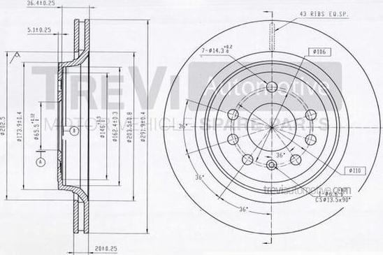 Trevi Automotive BD1187 - Гальмівний диск autocars.com.ua